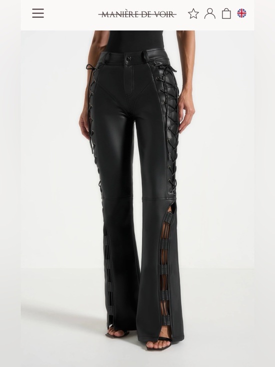 Maniere De Voir Pants - Maniere De Voir Black Faux Leather Pants with Branded Tag